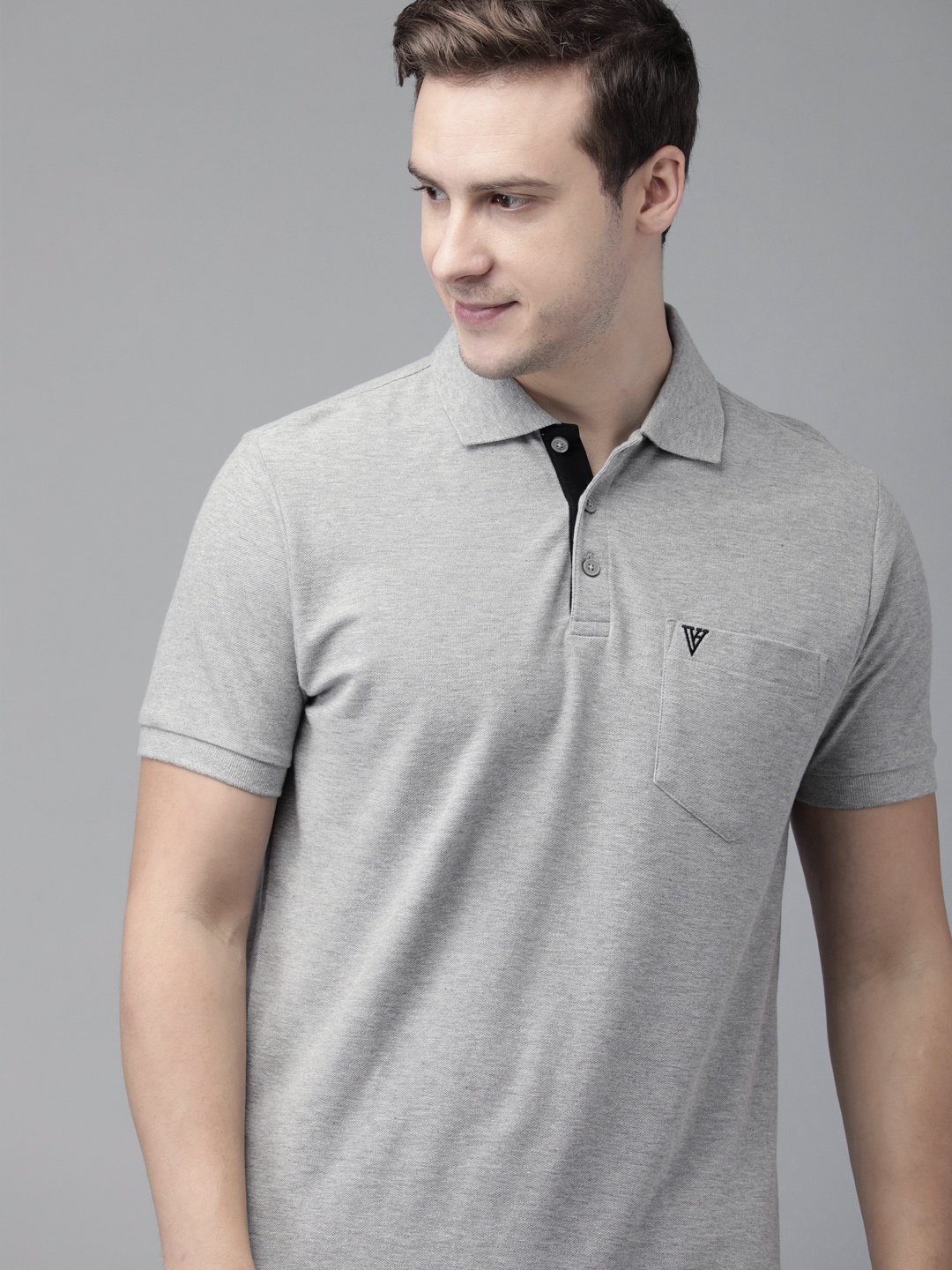 

Van Heusen Men Grey Melange Solid Pure Cotton Lounge T-Shirt