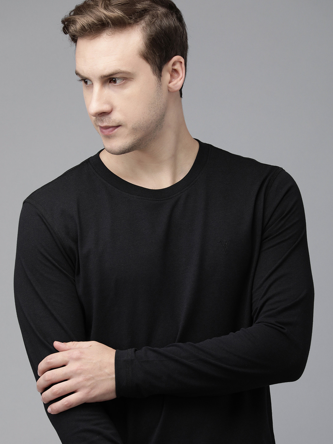 

Van Heusen Men Solid Crew Neck Full Sleeve T-Shirt, Black