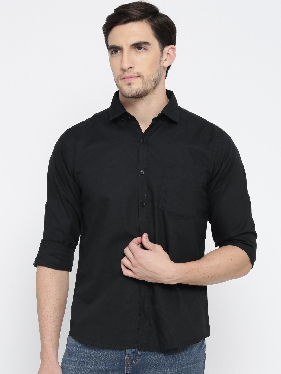 

Pepe Jeans Men Black Solid Casual Shirt