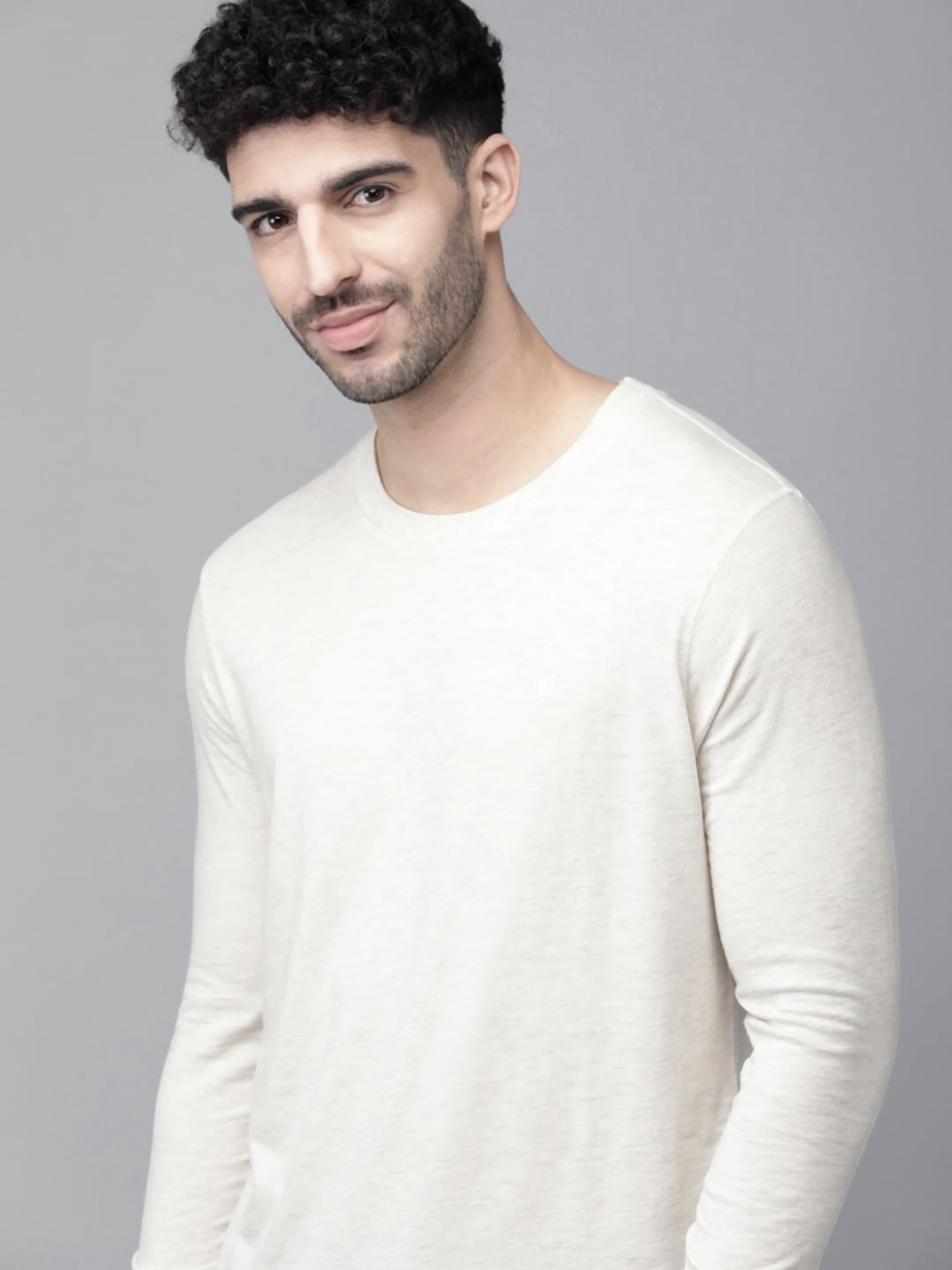 

Van Heusen Athleisure Round Neck Full Sleeve Lounge T-shirt, Cream