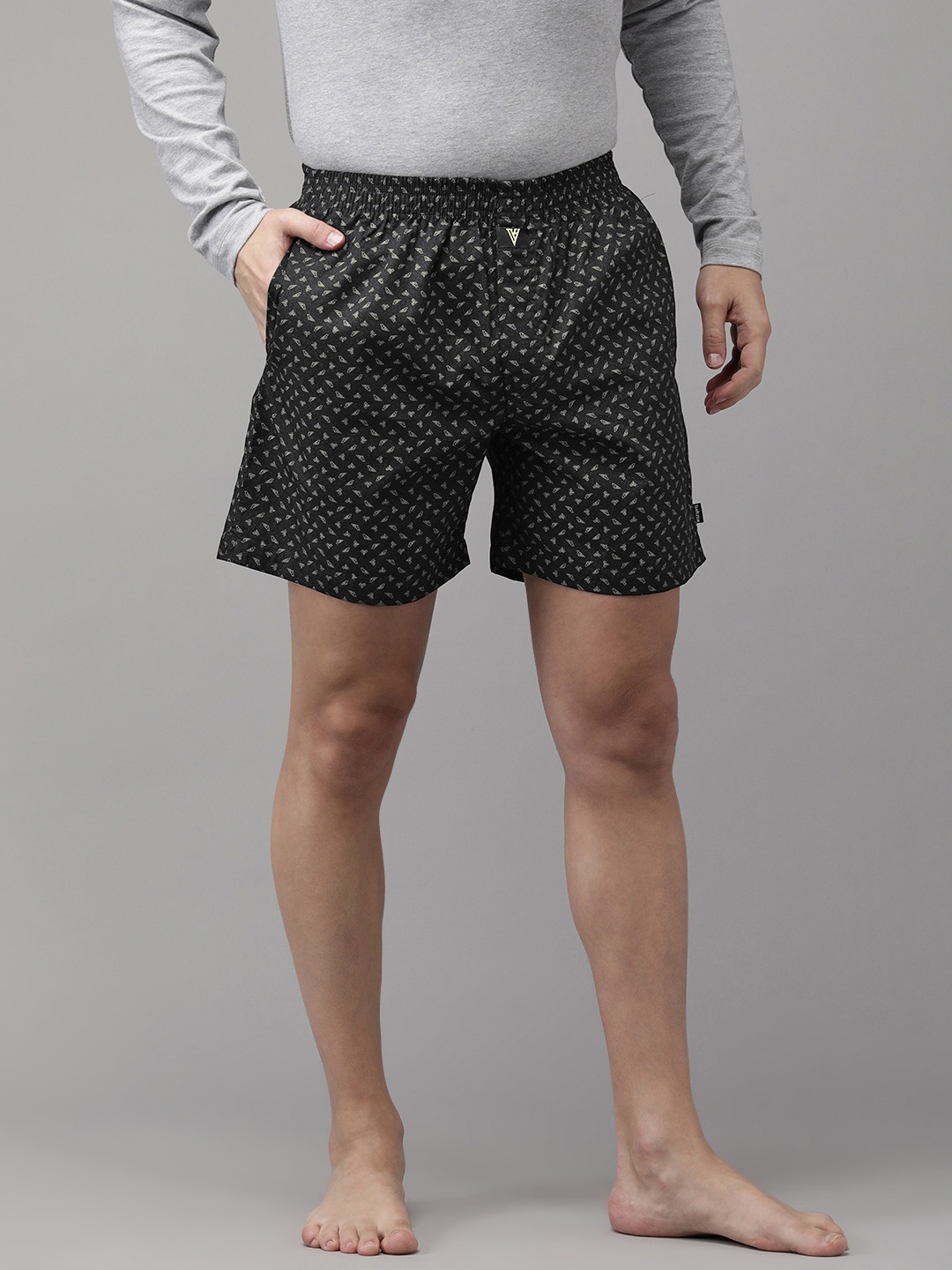 

Van Heusen Men Printed Boxer Shorts, Black