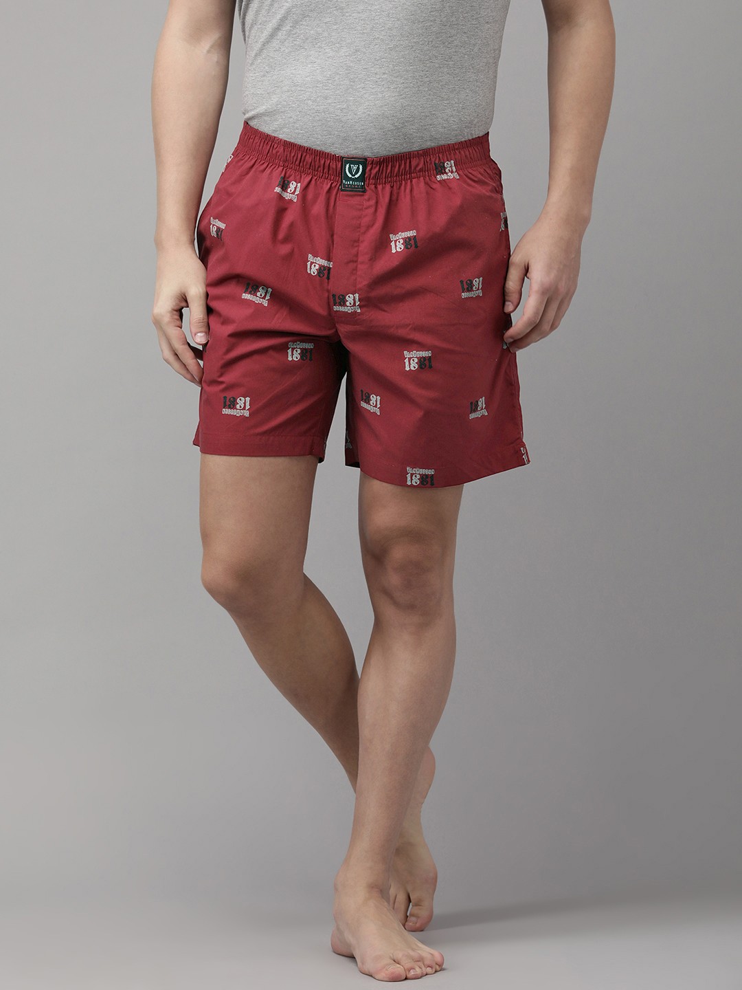 

Van Heusen Men Pure Cotton Printed Boxer Shorts, Maroon