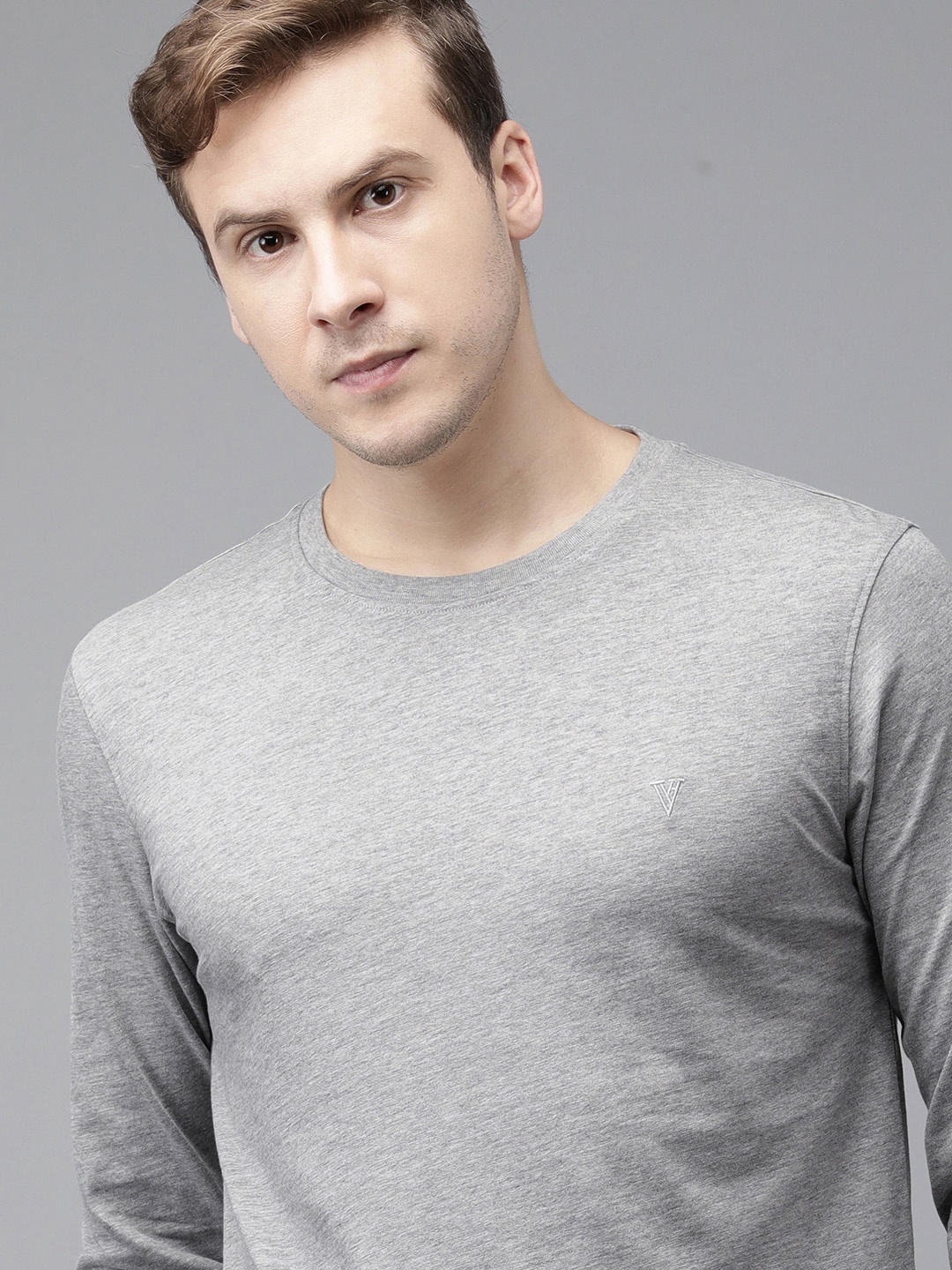 

Van Heusen Athleisure Men Solid Antibacterial Smart Tech T-Shirt, Grey melange