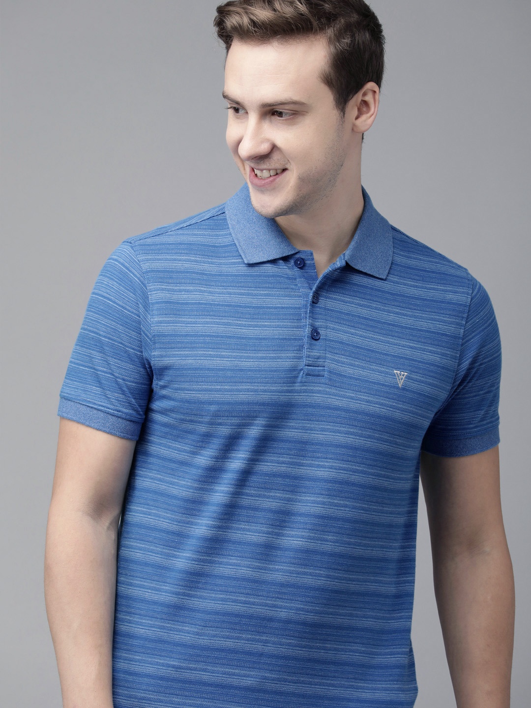 

Van Heusen Athleisure Men Striped Ultra Soft Short Sleeve Polo T-Shirt, Blue