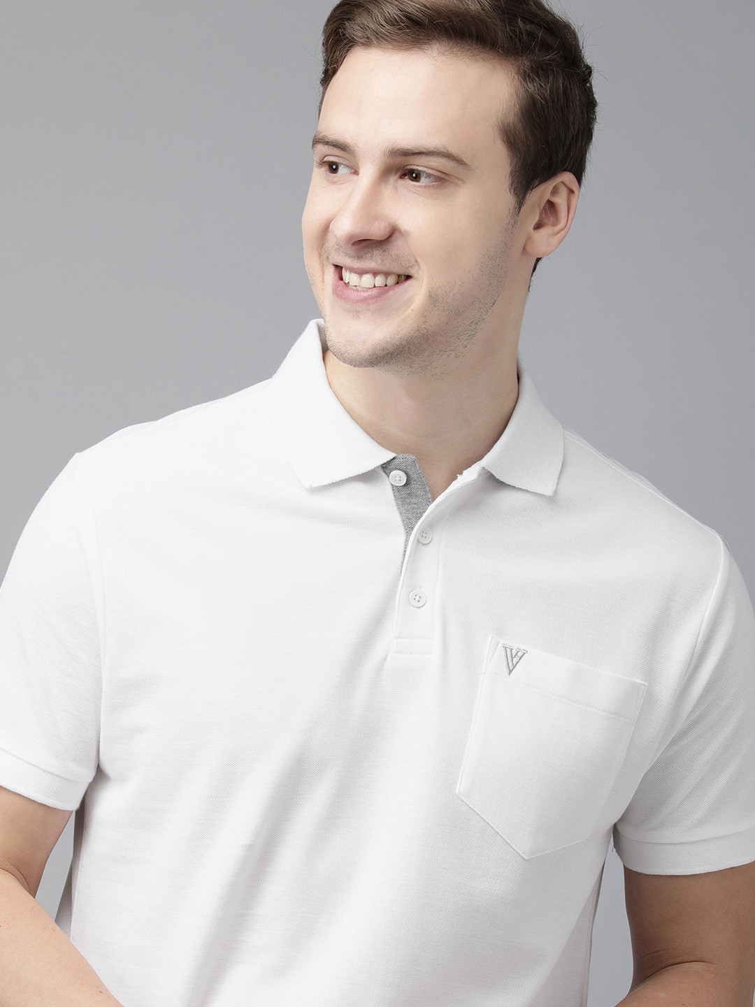 

Van Heusen White Solid Polo Collar Pure Cotton Lounge T-shirt with Pocket
