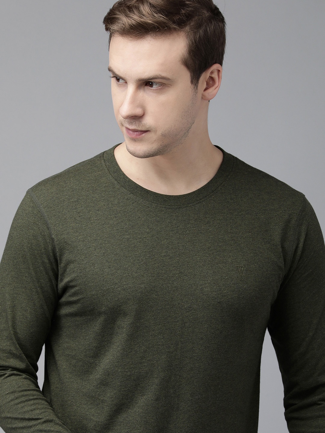 

Van Heusen Athleisure Men Solid Crew Neck Full Sleeve T-Shirt, Olive