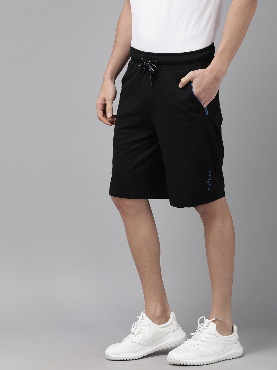 

Van Heusen Athleisure Men Antiviral Zipper Pocket Knit Shorts, Black