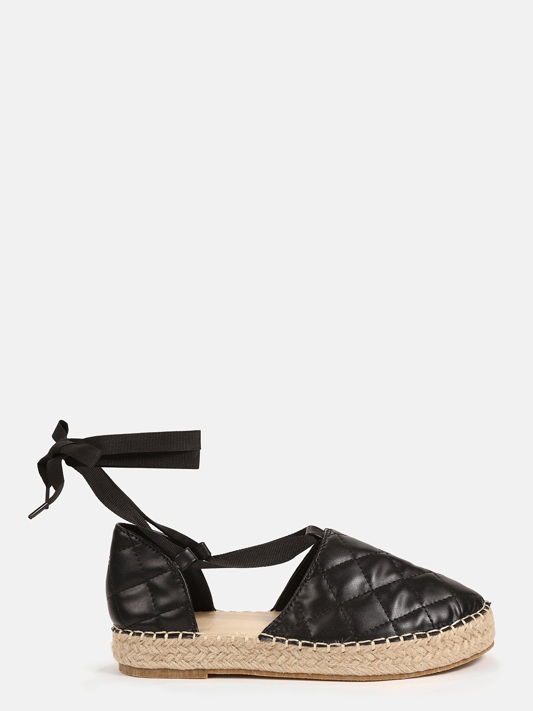 

Missguided Women Black Quilted Mid-Top Espadrilles Flats