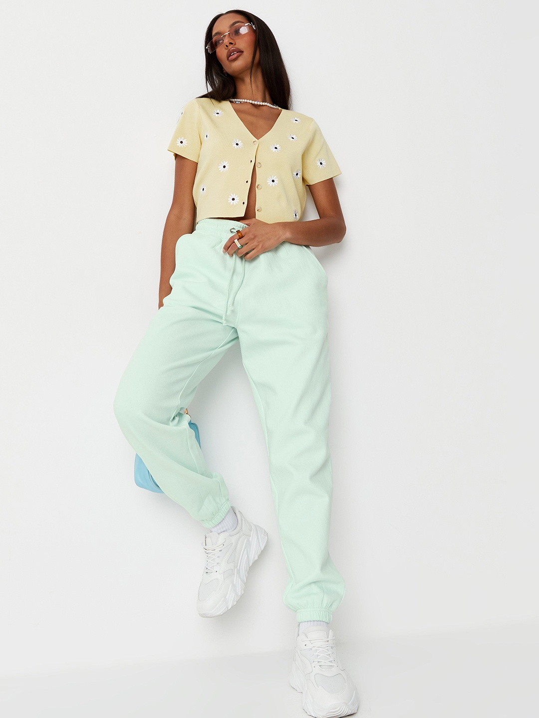 

Missguided Women Mint Green Solid Petite Fit Joggers