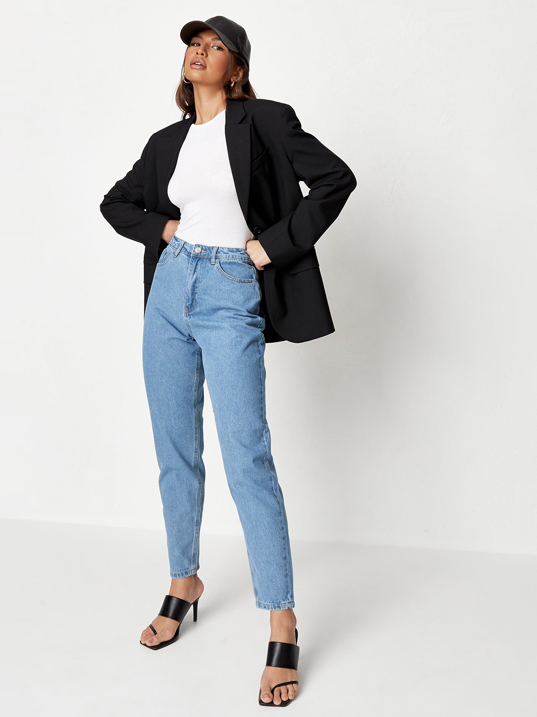 

Missguided Women Blue Mom Fit Clean Look High-Rise Ankle Length Jeans