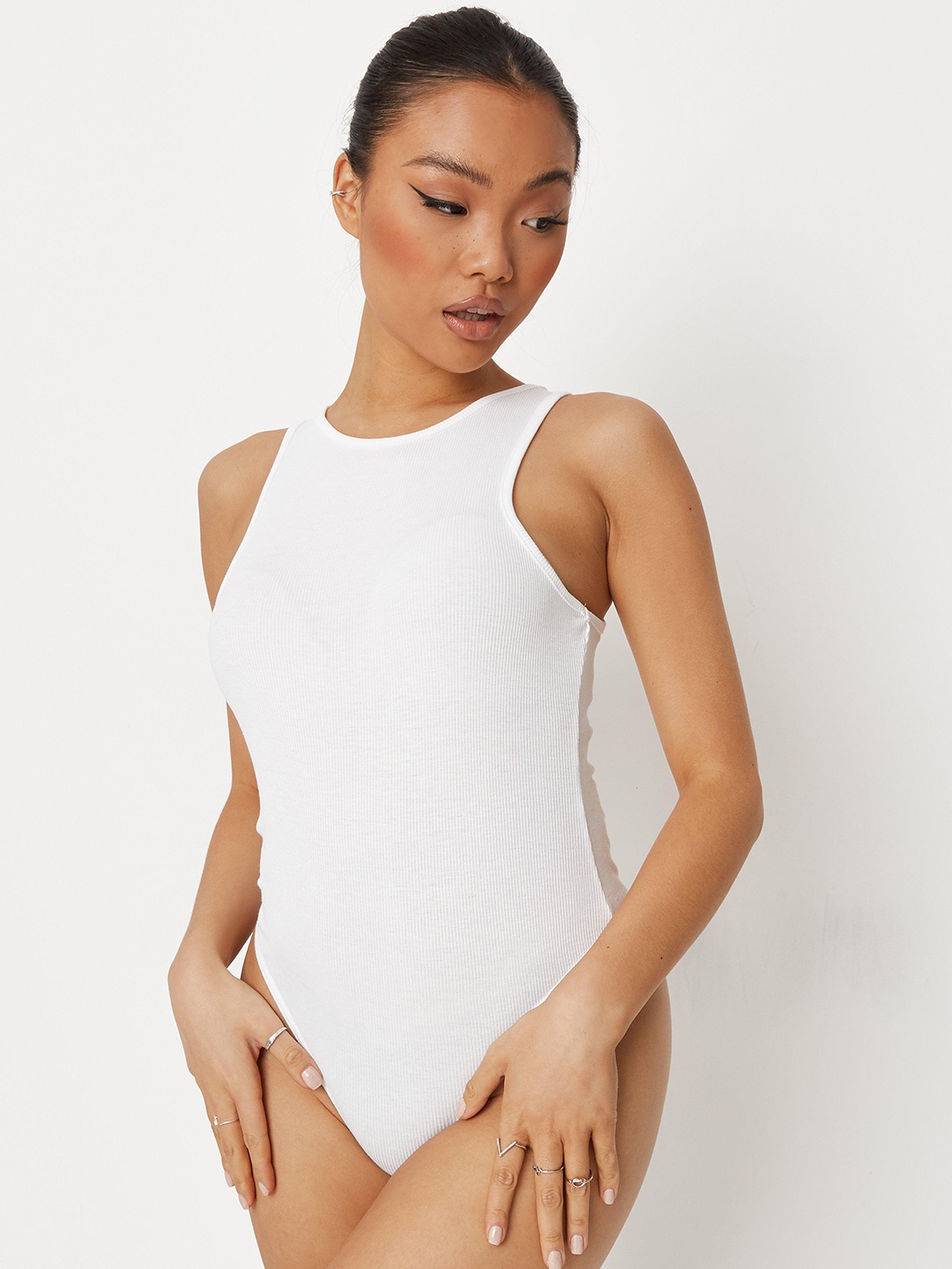 

Missguided Women White Solid Petite Bodysuit