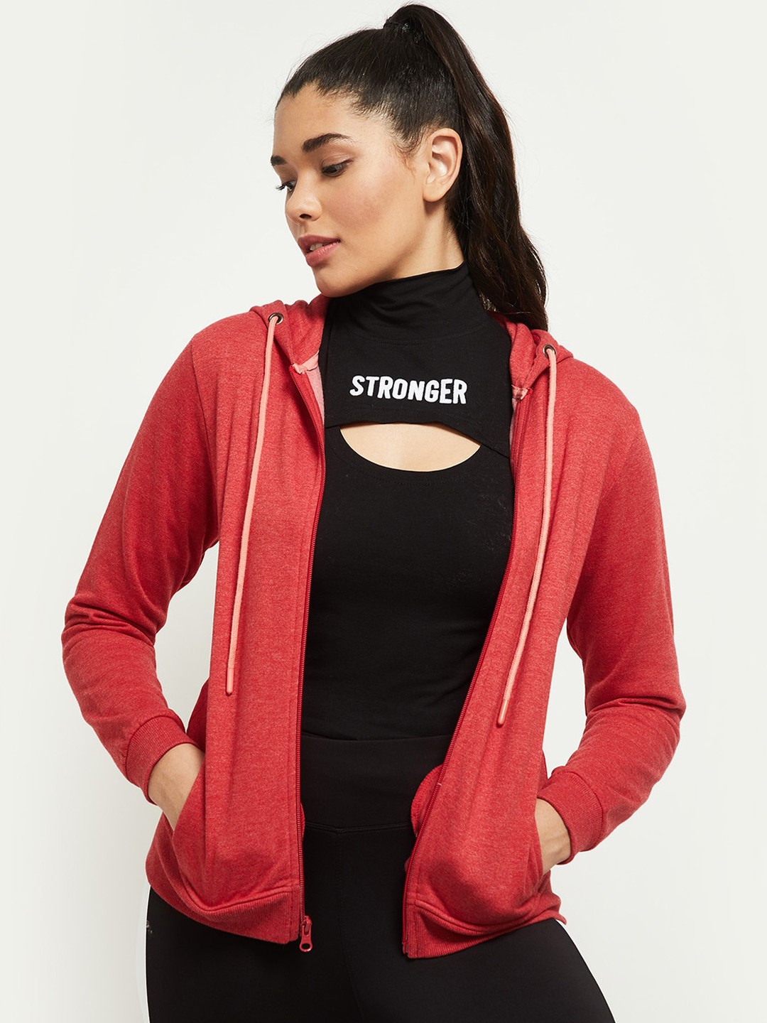 

max Women Coral Hooded Sweatshirt