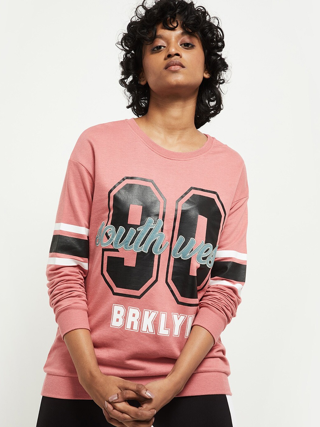 

max Women Pink Printed Sweatshirt