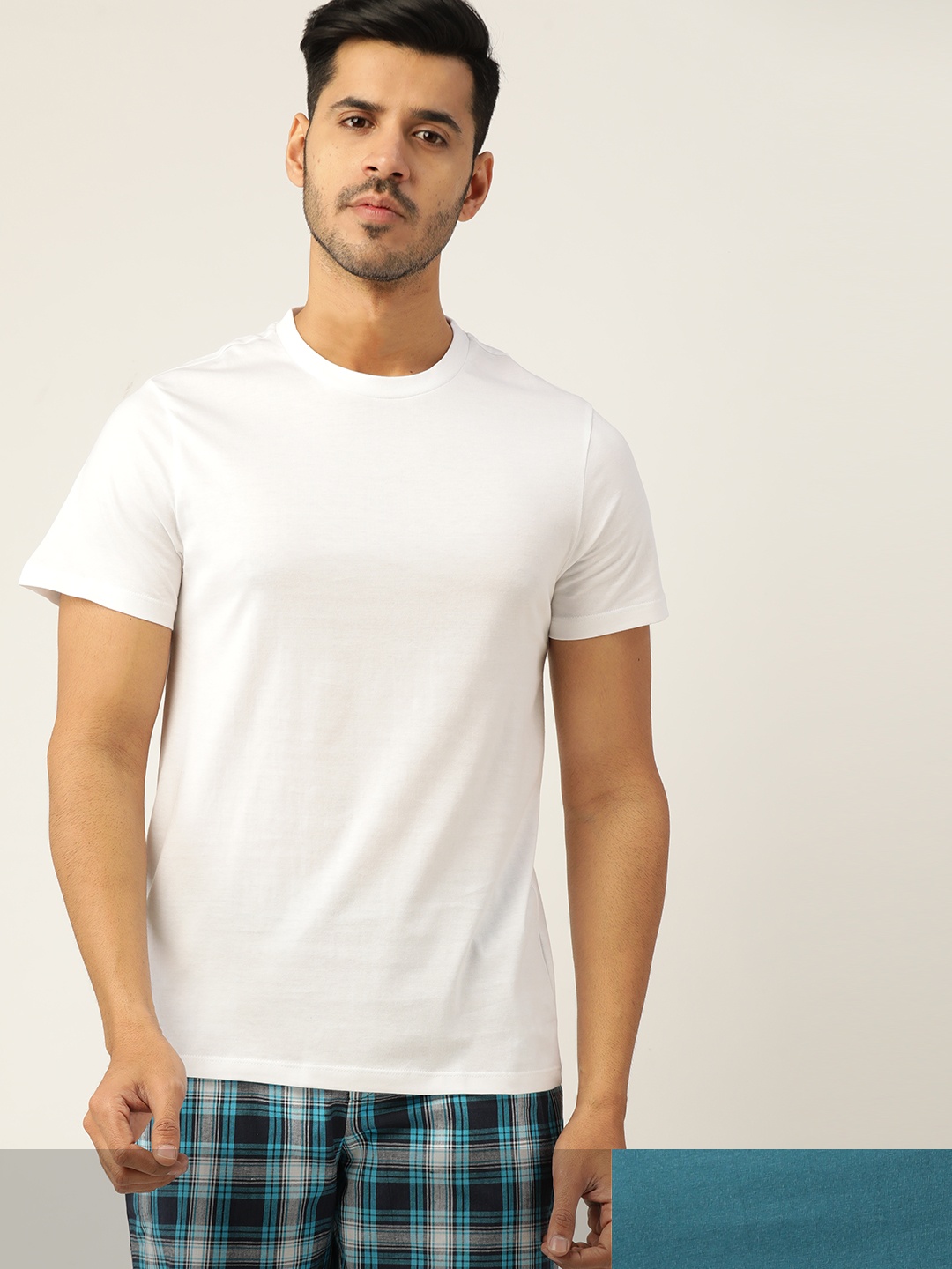 

ETC Men Pack Of 2 Solid Cotton Lounge T-shirts, White