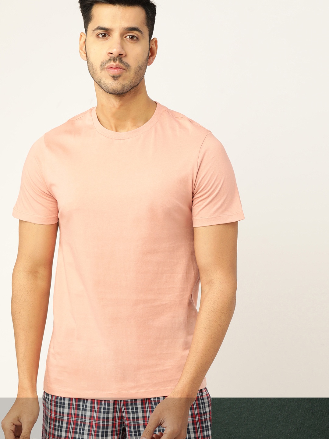 

ETC Men Pack Of 2 Solid Cotton Lounge T-shirts, Olive