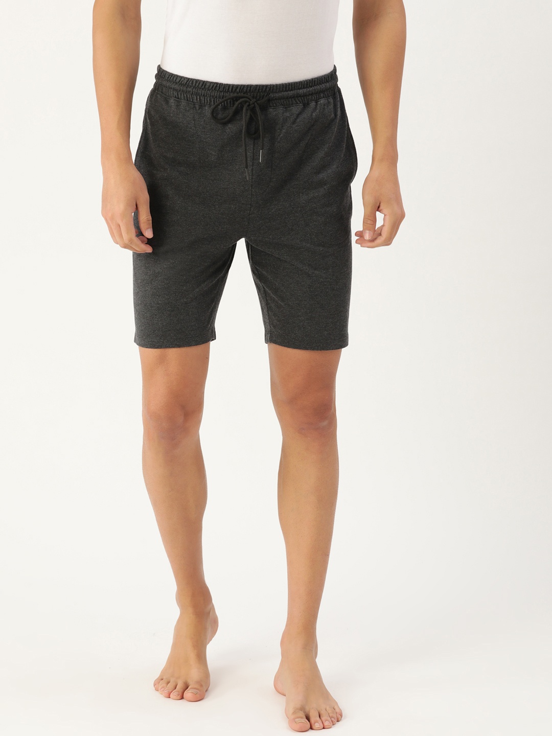 

ETC Men Charcoal Grey Solid Lounge Shorts
