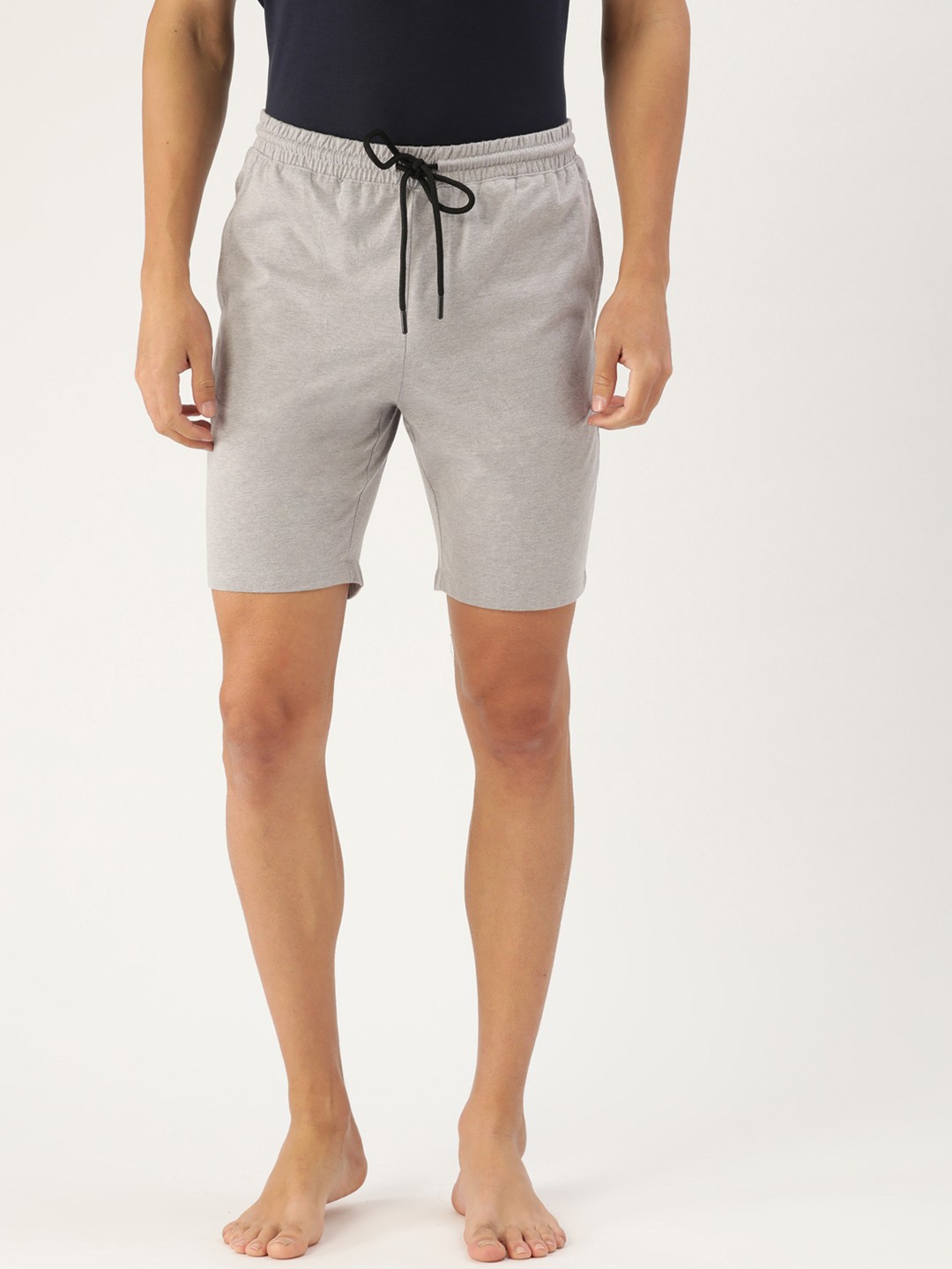 

ETC Men Grey Melange Solid Lounge Shorts