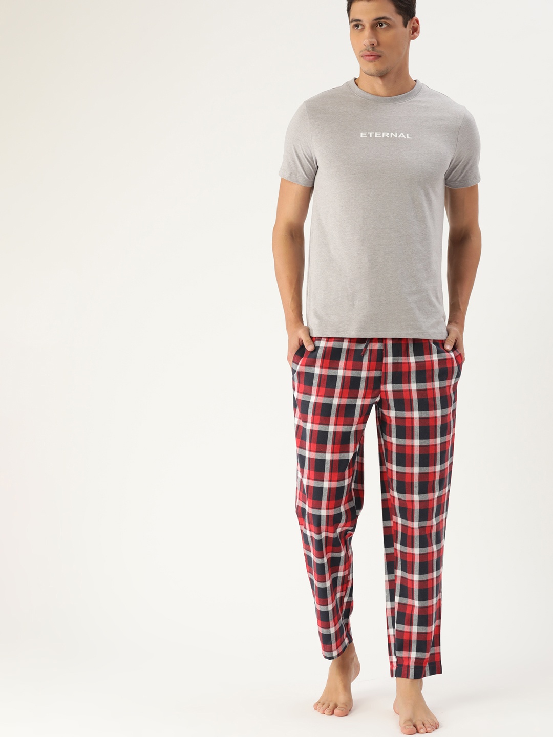 

ETC Men Grey & Red Night suit