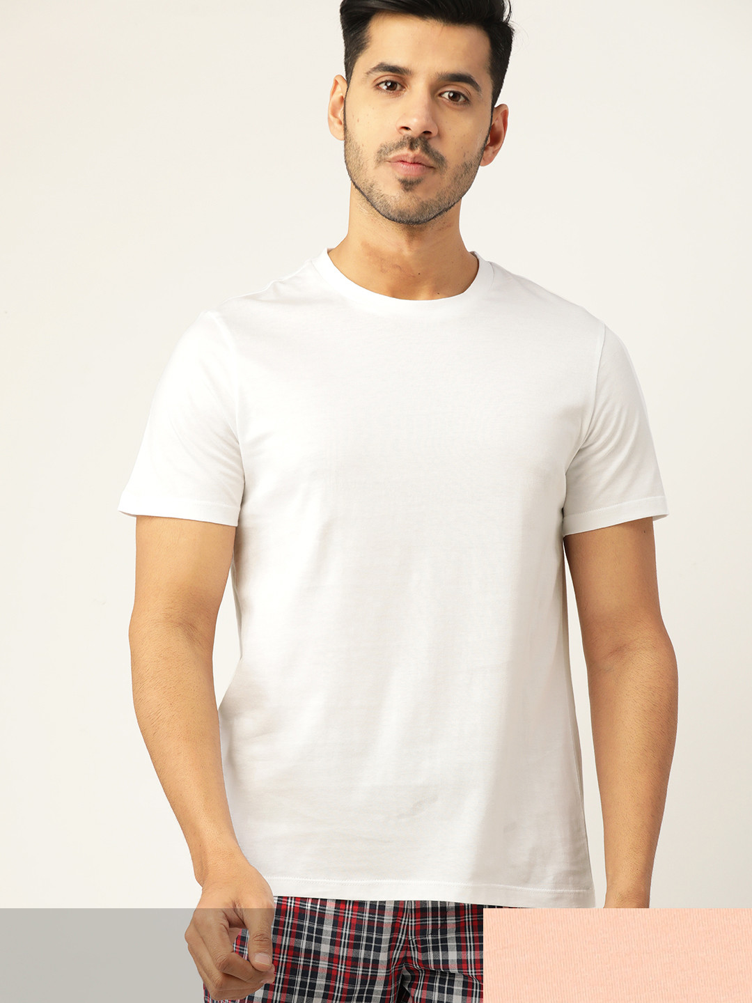 

ETC Men Pack Of 2 Solid Cotton Lounge T-shirts, White