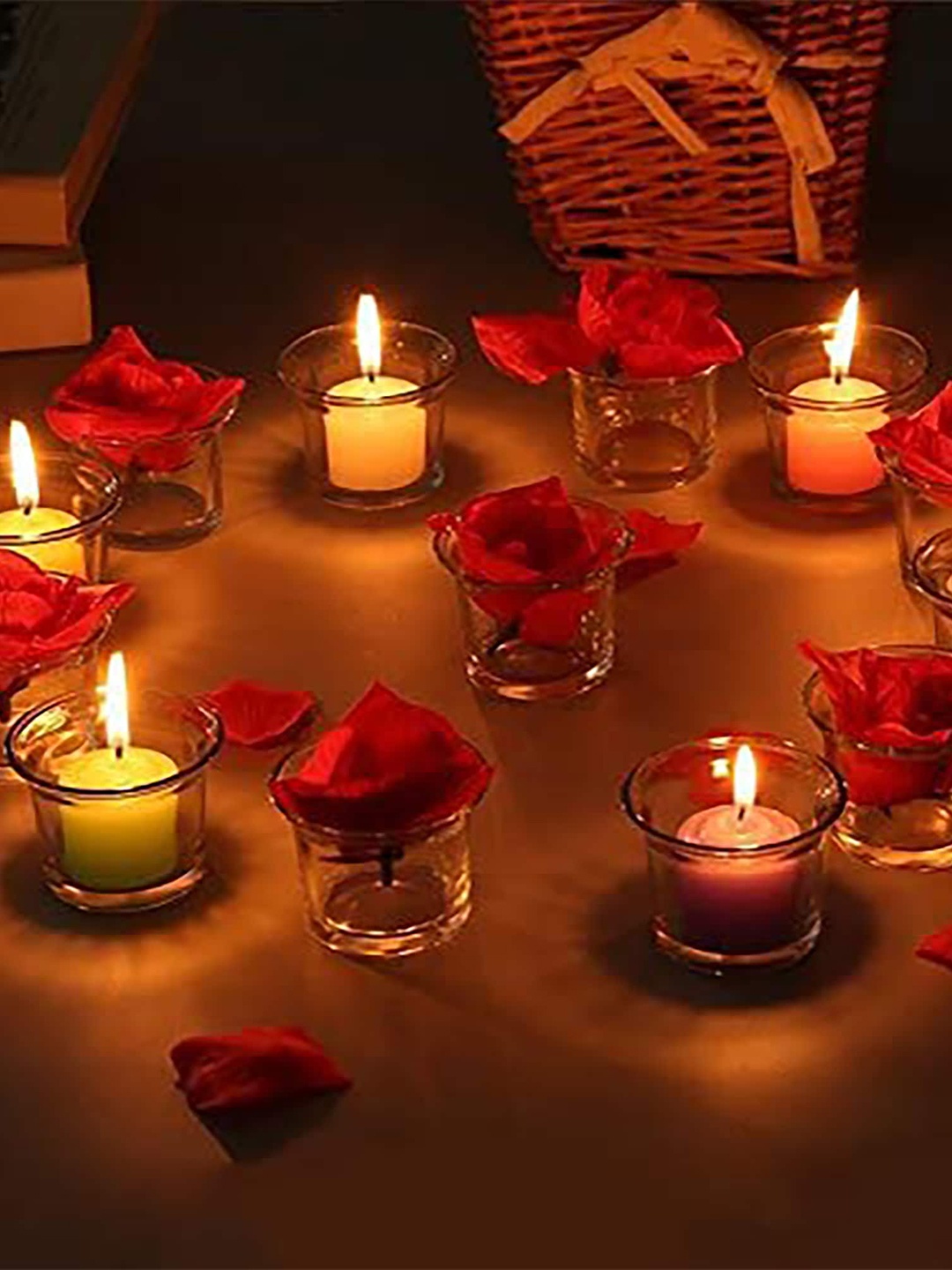 

Homesake Set of 12 Clear Collar Glass Tea Light Candle Holder, Transparent