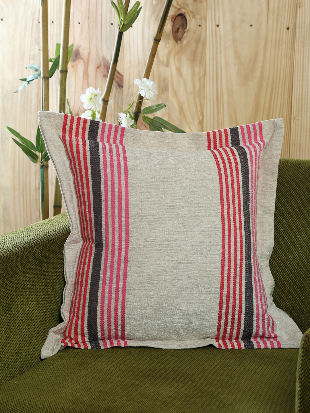 

MASPAR Grey Single Striped 16'' x 16'' Square Cushion Cover