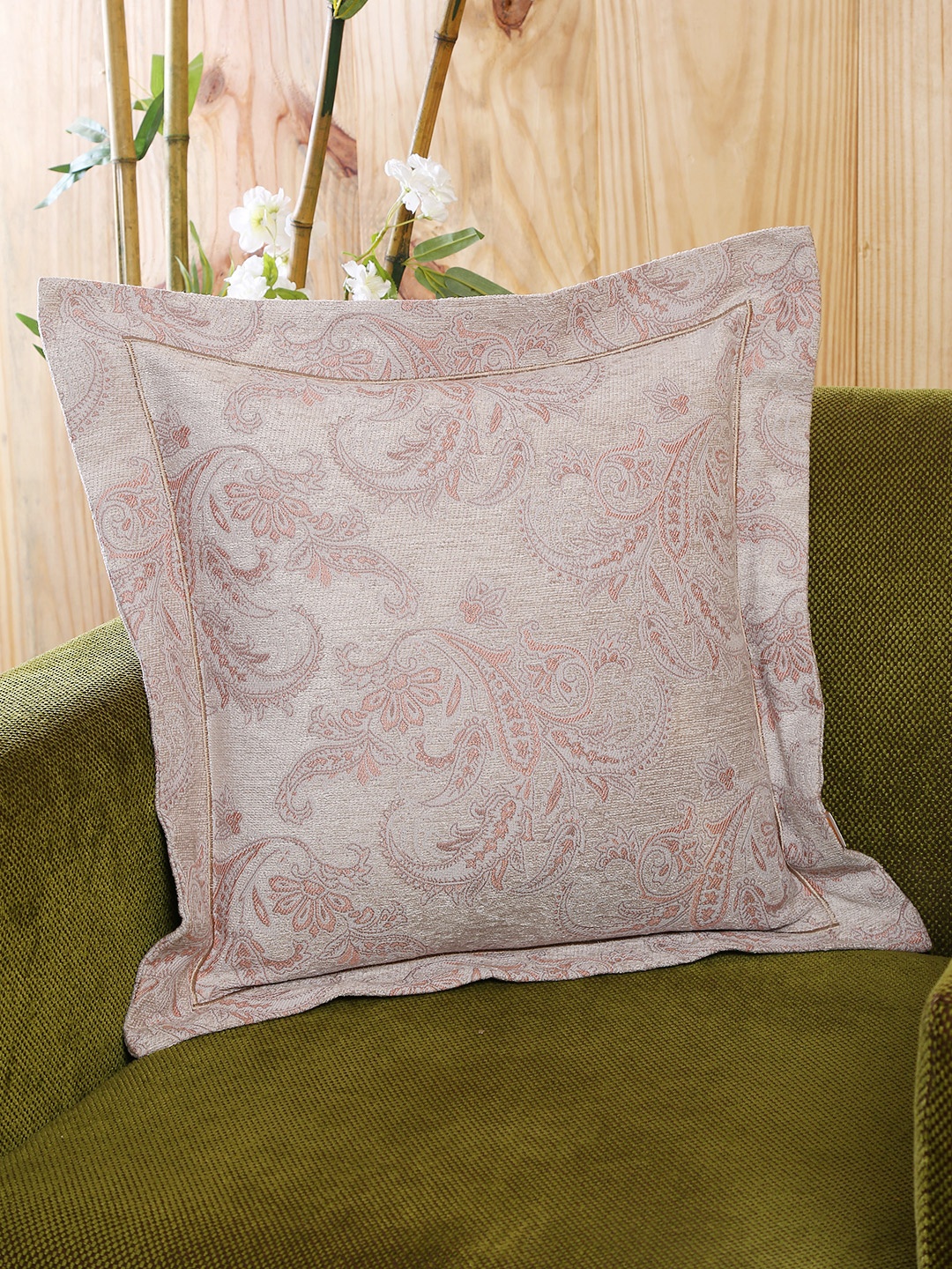 

MASPAR Grey & Pink Single Patterned 18" X 18" Square Cushion Cover