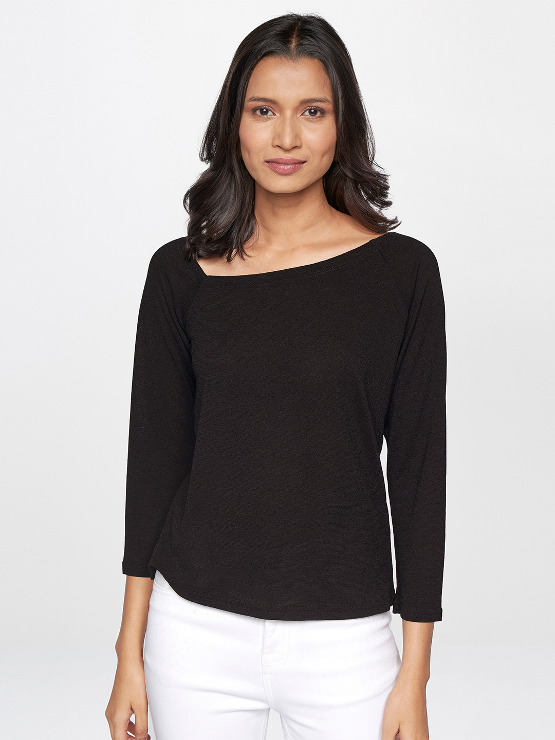 

AND Black Solid Regular Top