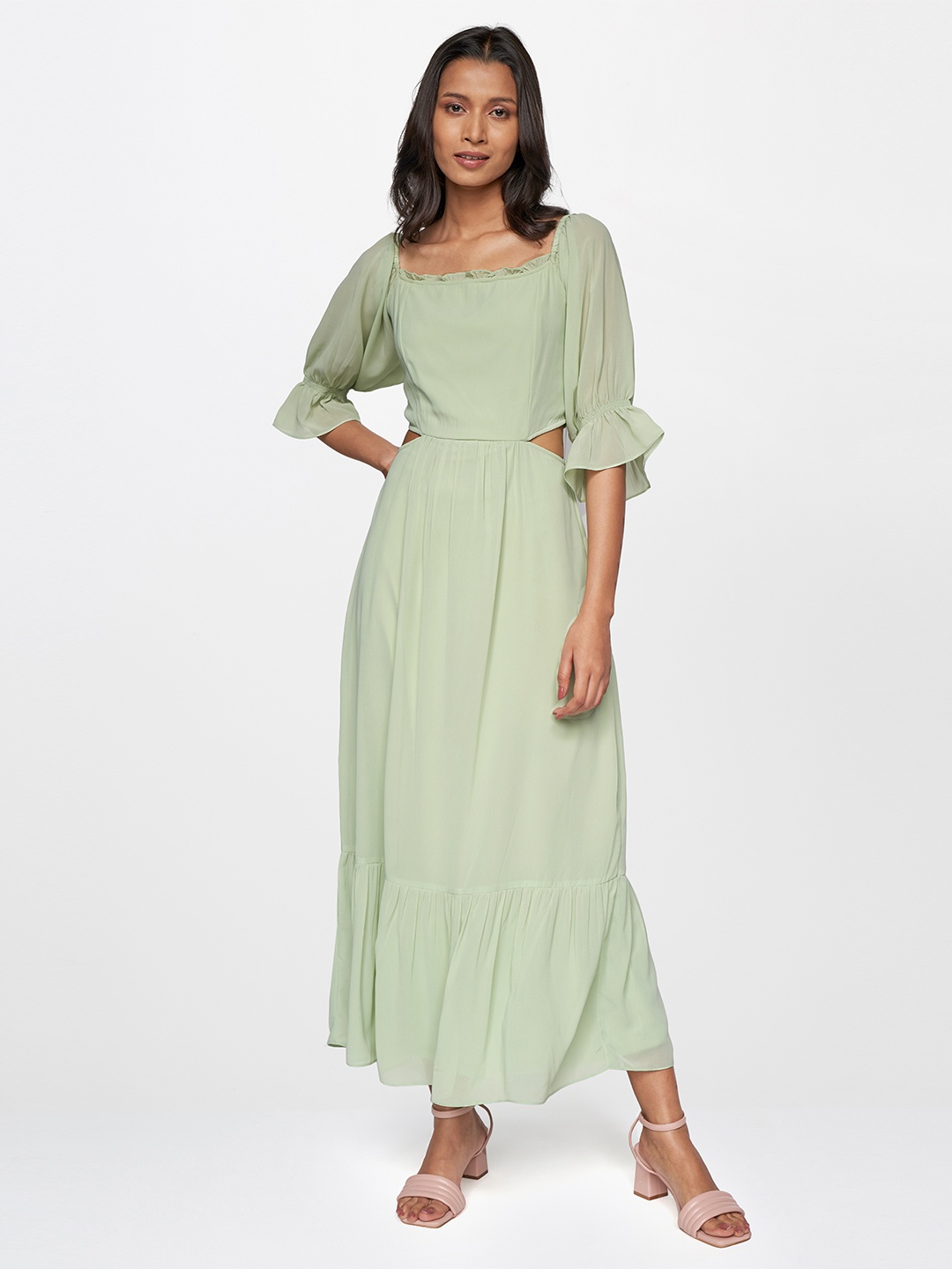 

AND Green Cut-Out Maxi Dress