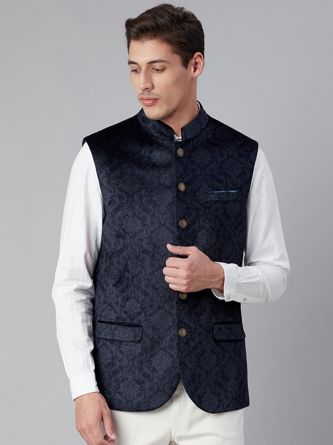 

Marks & Spencer Men Navy Blue Waist Coat