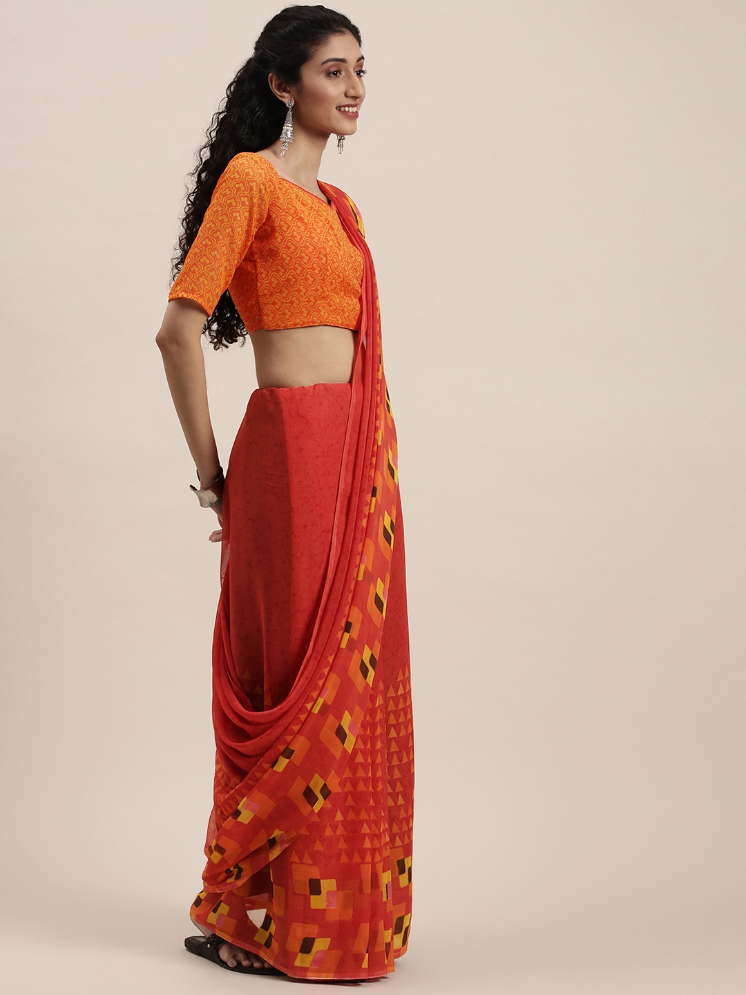 

KALINI Red Printed Saree