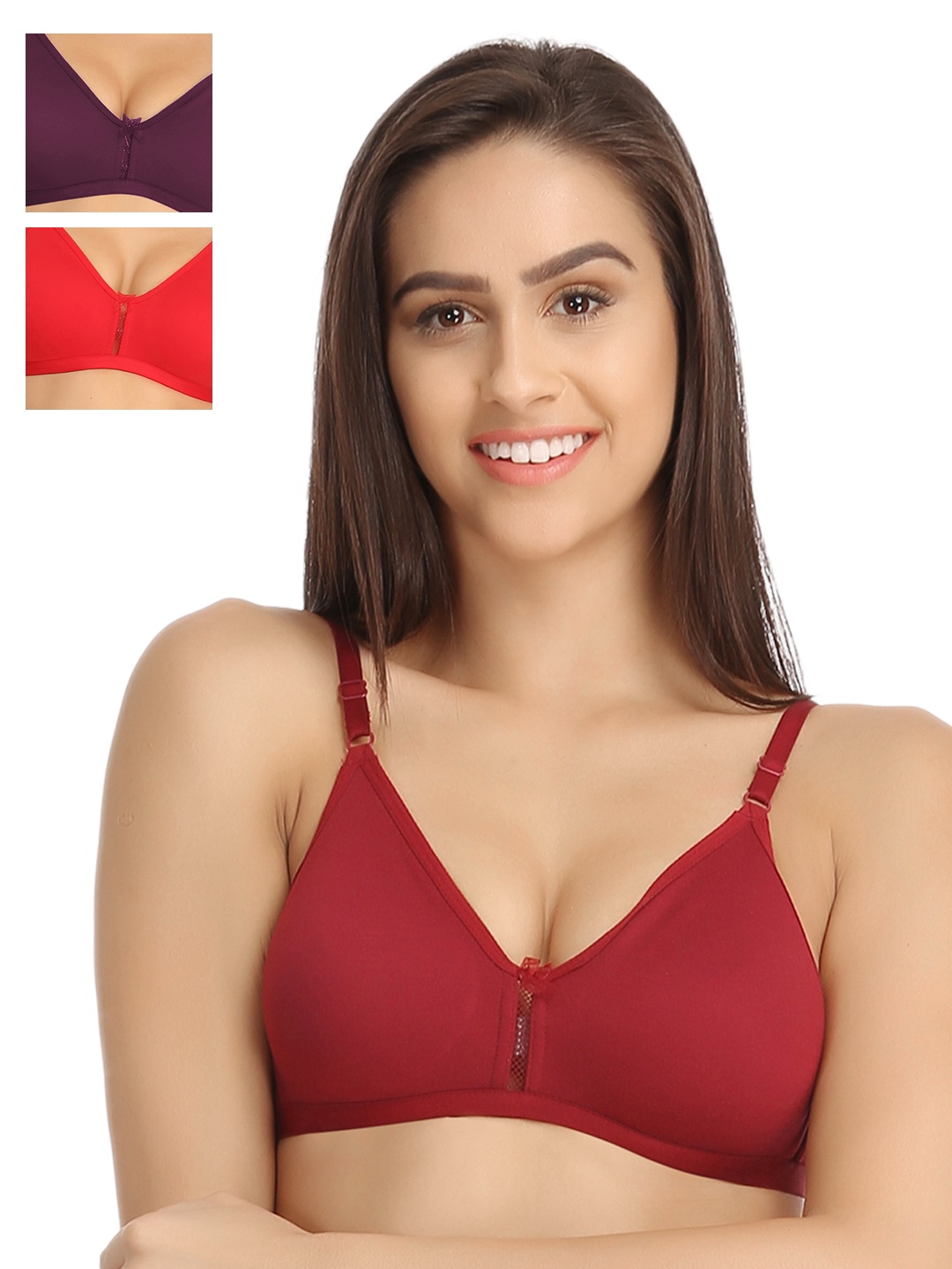 

Clovia Pack Of 3 Bra, Maroon