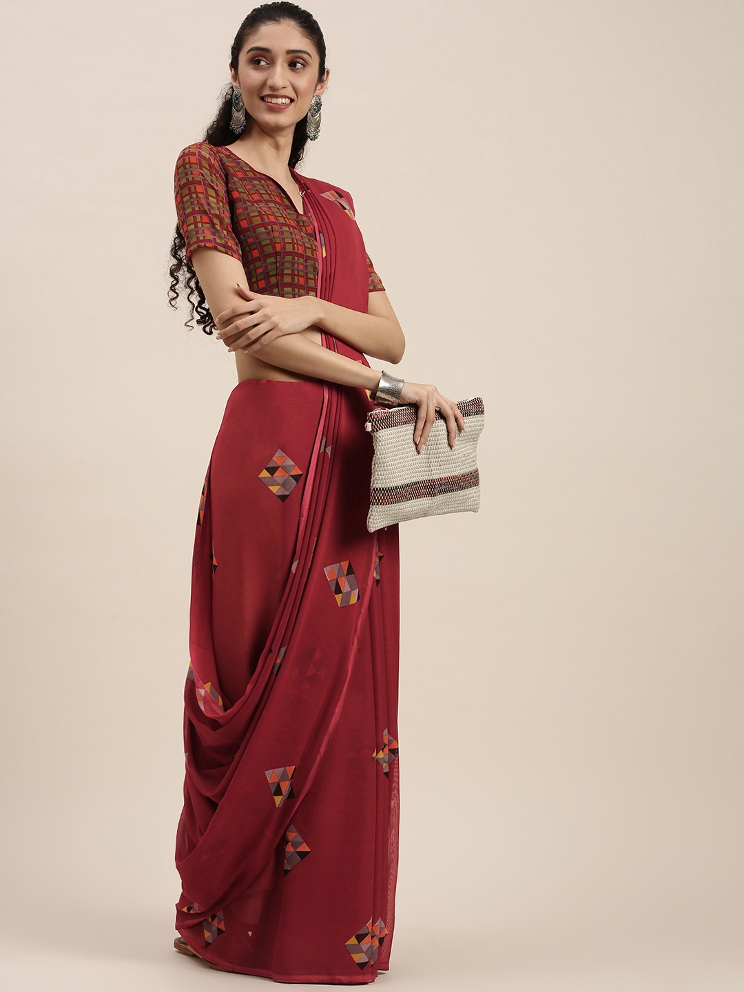 

KALINI Red Printed Saree