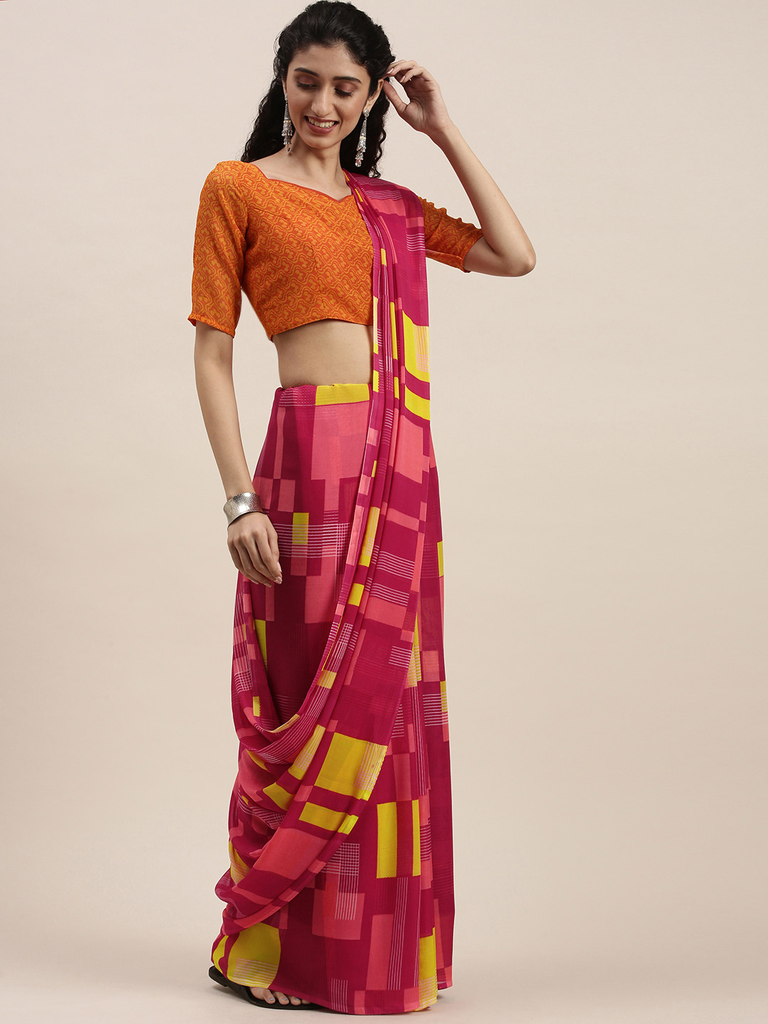 

KALINI Pink Printed Saree
