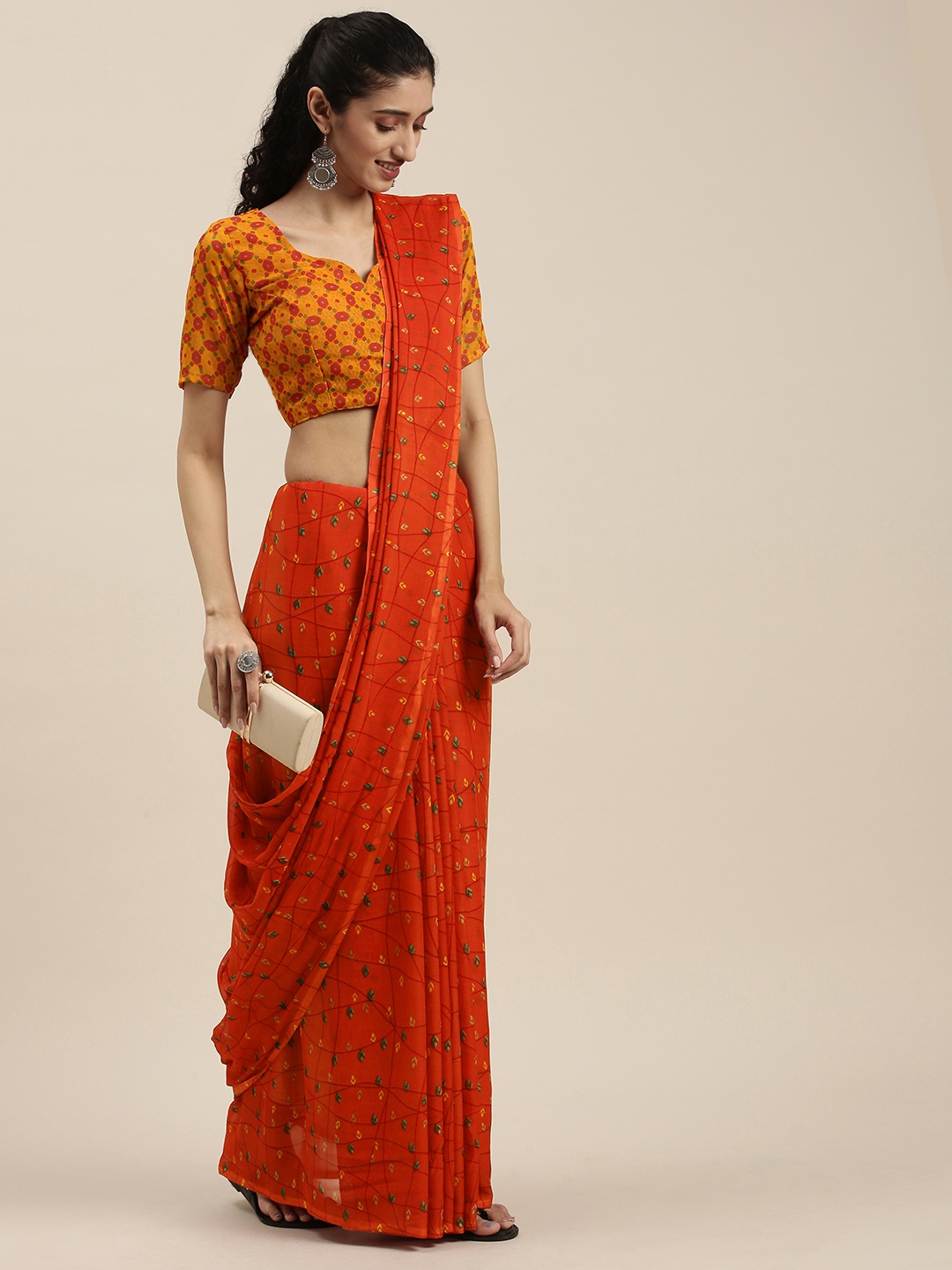 

KALINI Red Floral Saree