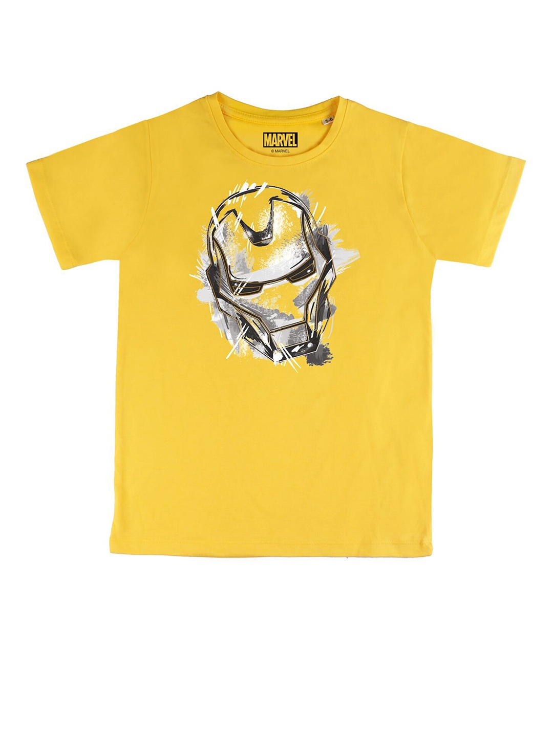 

Marvel by Wear Your Mind Boys Yellow Iron Man Printed Pure Cotton T-shirt