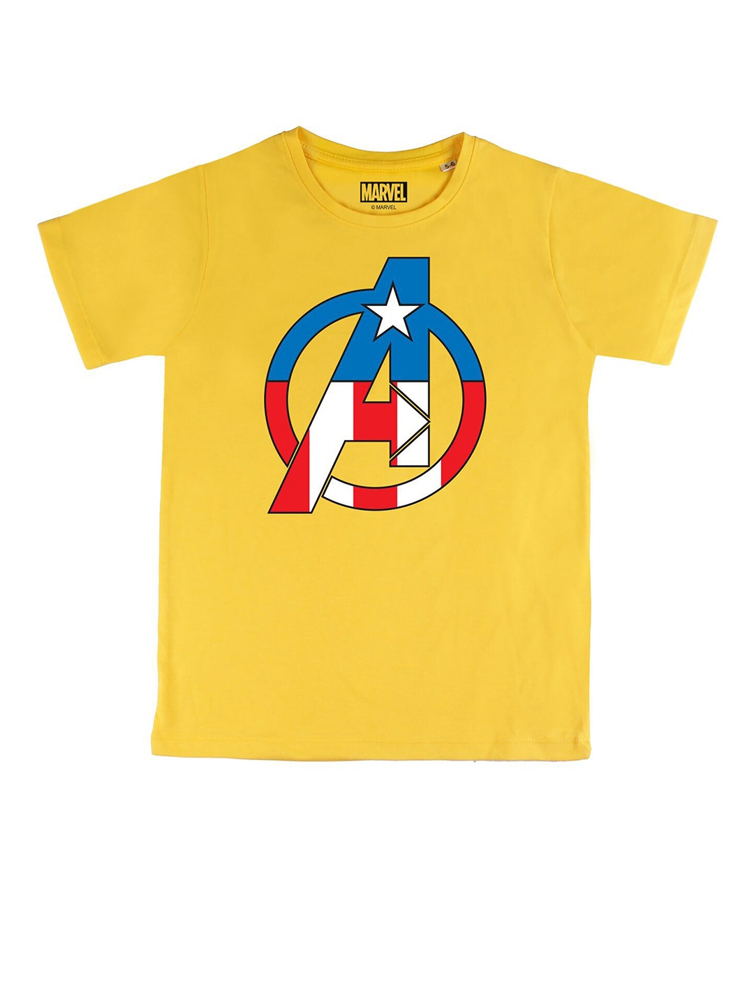 

Marvel by Wear Your Mind Boys Yellow & Red Captain America Printed Pure Cotton T-shirt