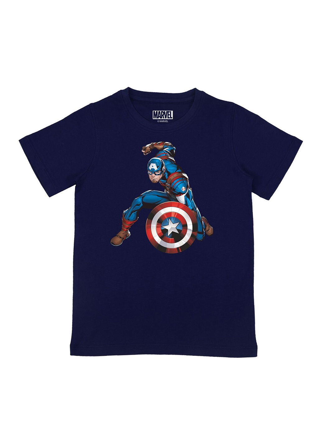 

Marvel by Wear Your Mind Boys Navy Blue & Red Captain America Printed T-shirt