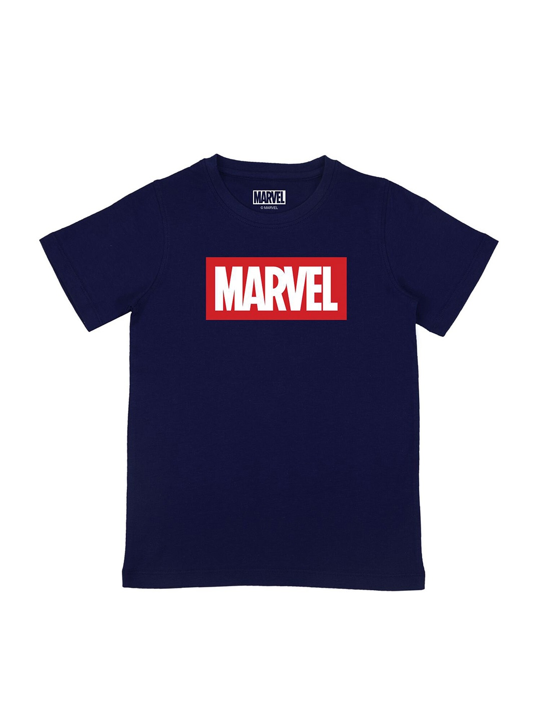 

Marvel by Wear Your Mind Boys Navy Blue Typography Printed T-shirt