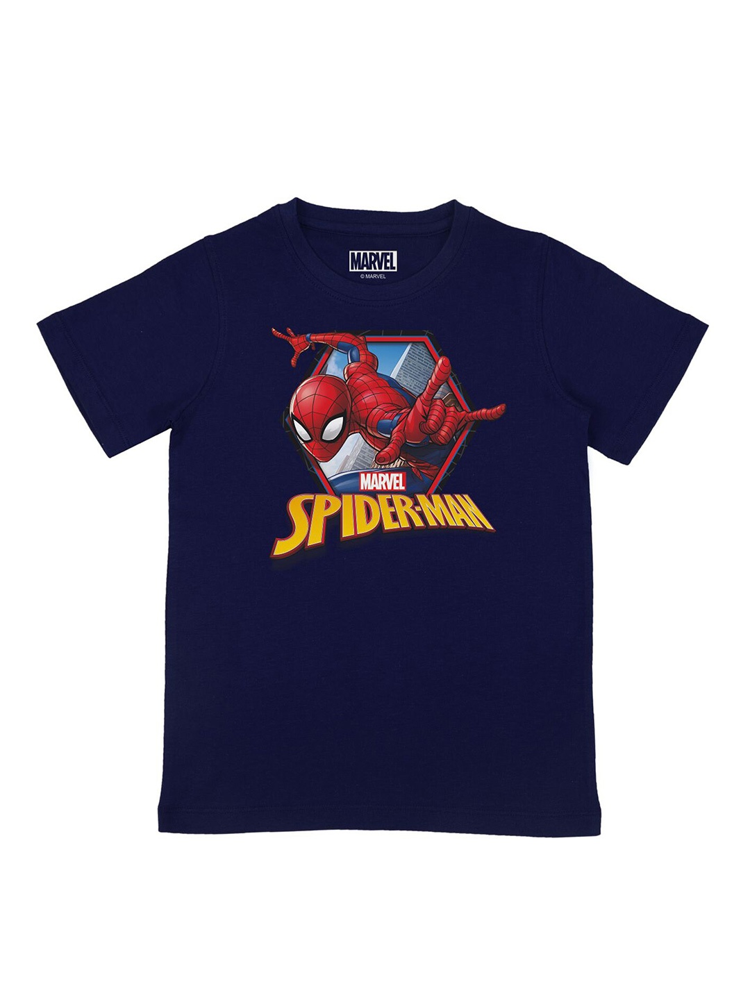 

Marvel by Wear Your Mind Boys Navy Blue Spider-Man Printed Pure Cotton T-shirt