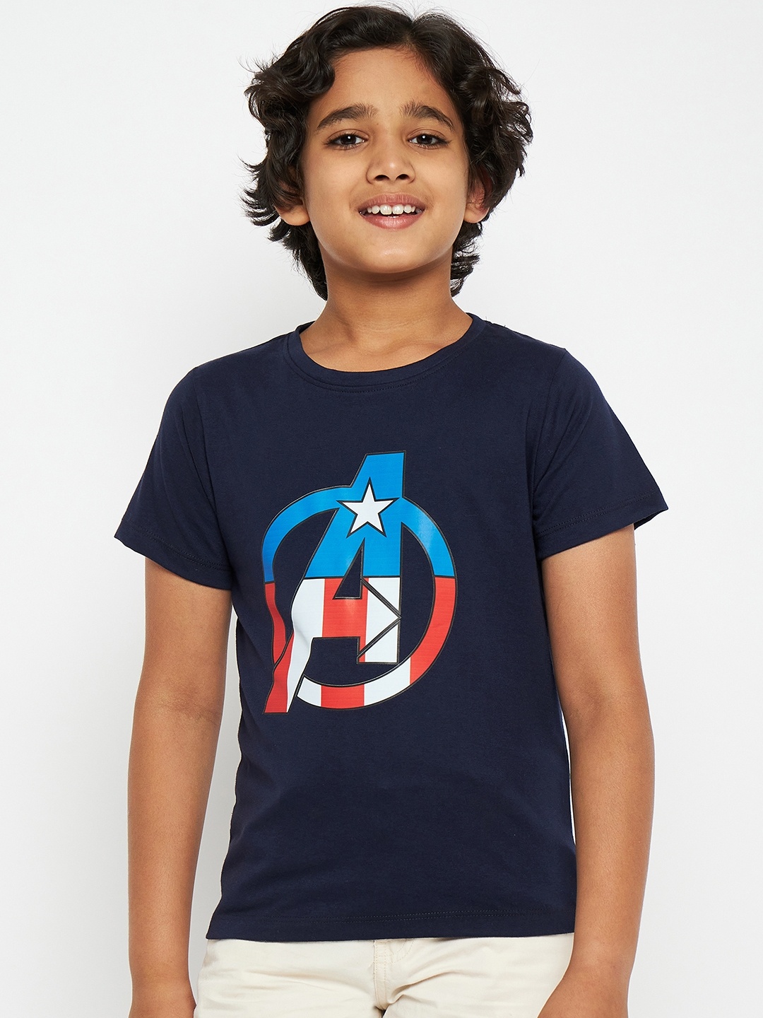 

Marvel by Wear Your Mind Boys Navy Blue & Red Avengers Printed T-shirt