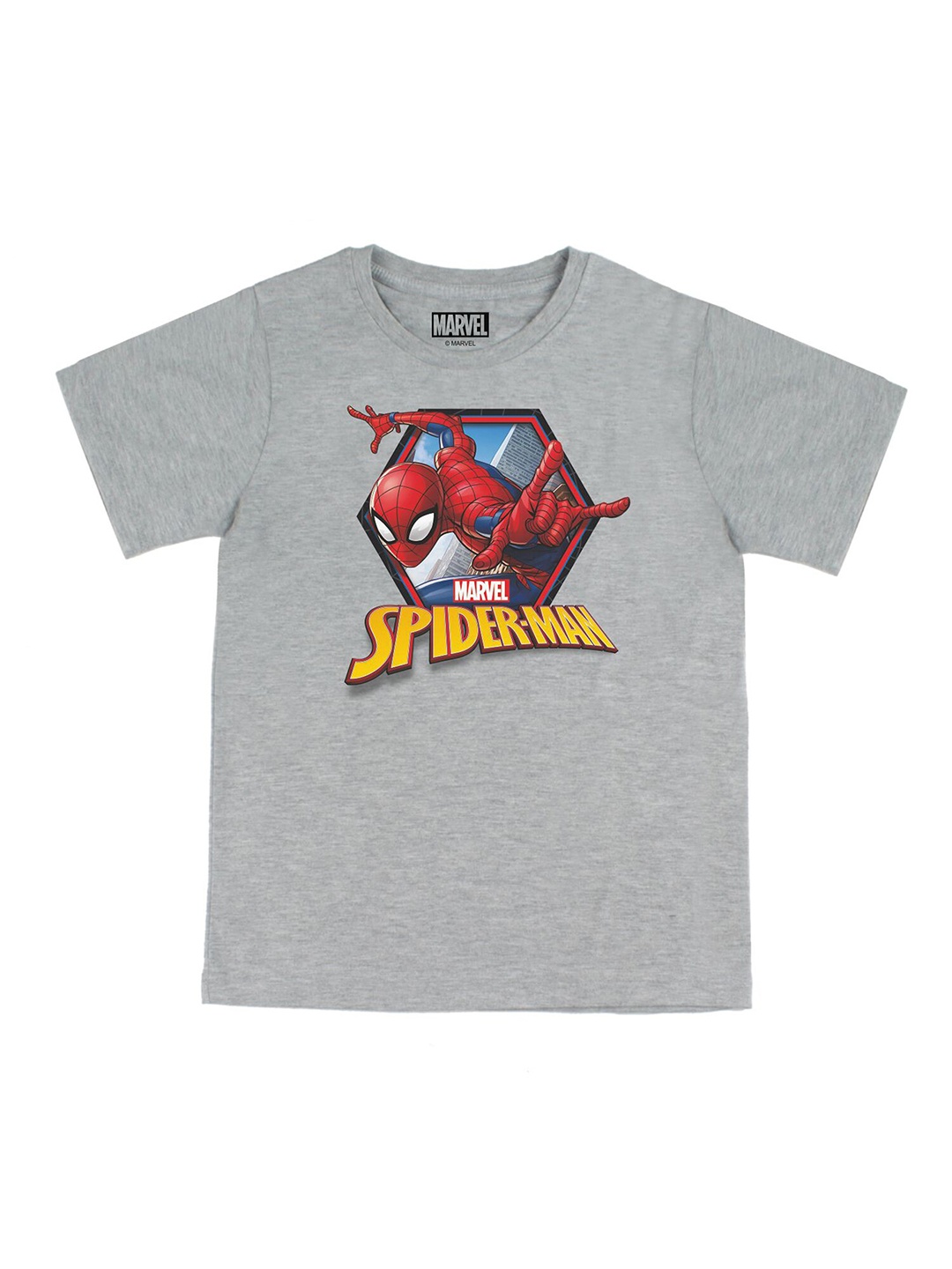 

Marvel by Wear Your Mind Boys Grey Pure Cotton Spider-Man Printed T-shirt