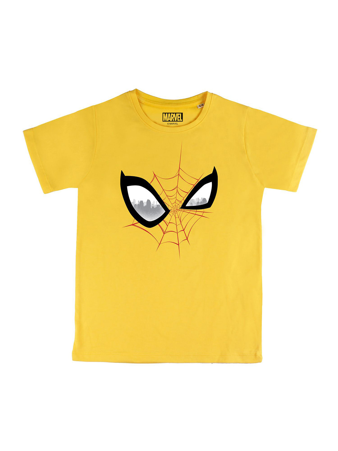 

Marvel by Wear Your Mind Boys Yellow Pure Cotton Spider-Man Printed T-shirt