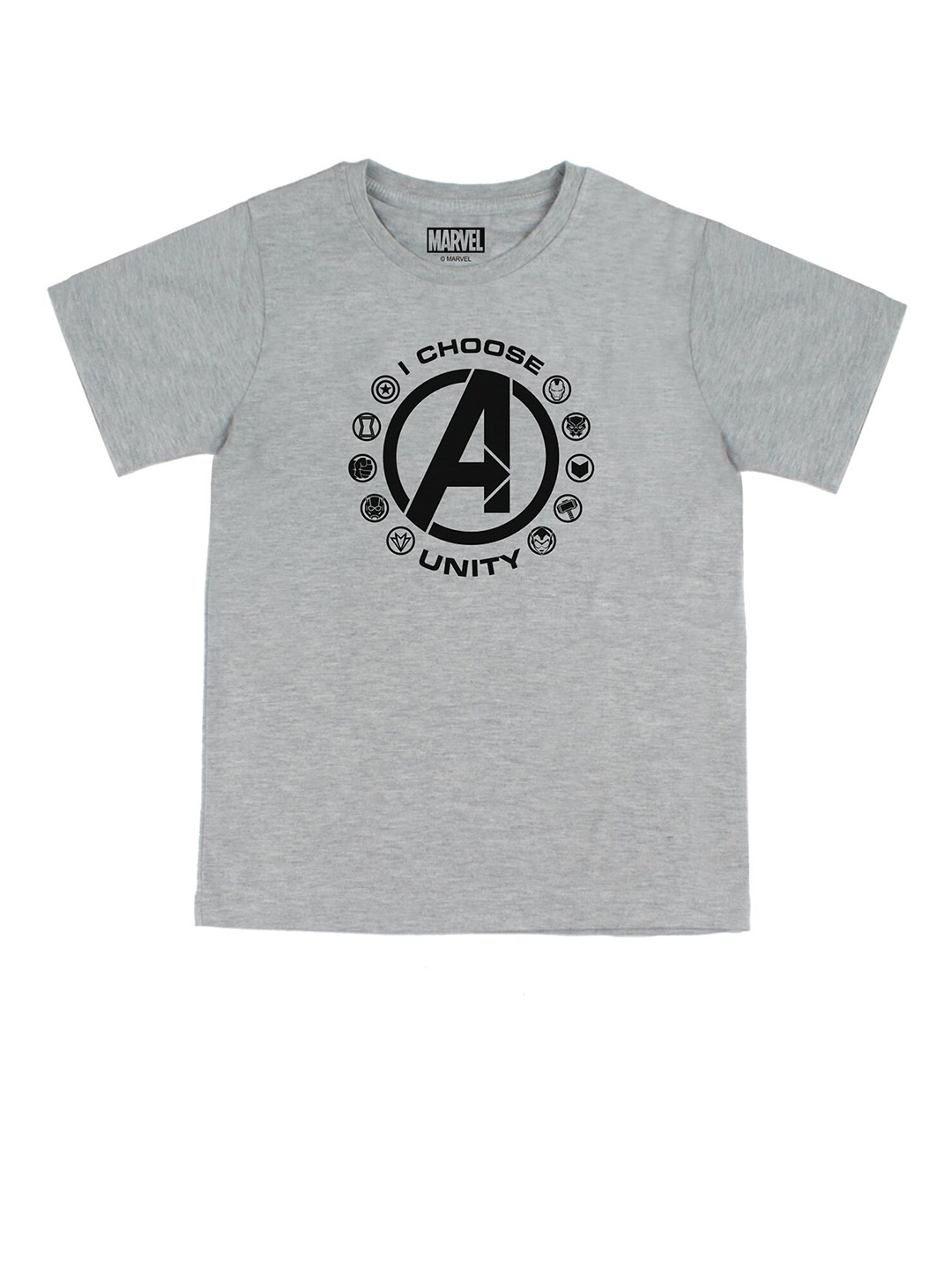 

Marvel by Wear Your Mind Boys Grey Pure Cotton Avengers Printed T-shirt