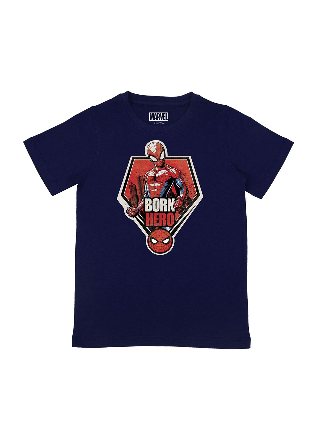 

Marvel by Wear Your Mind Boys Navy Blue Spider-Man Printed Pure Cotton T-shirt
