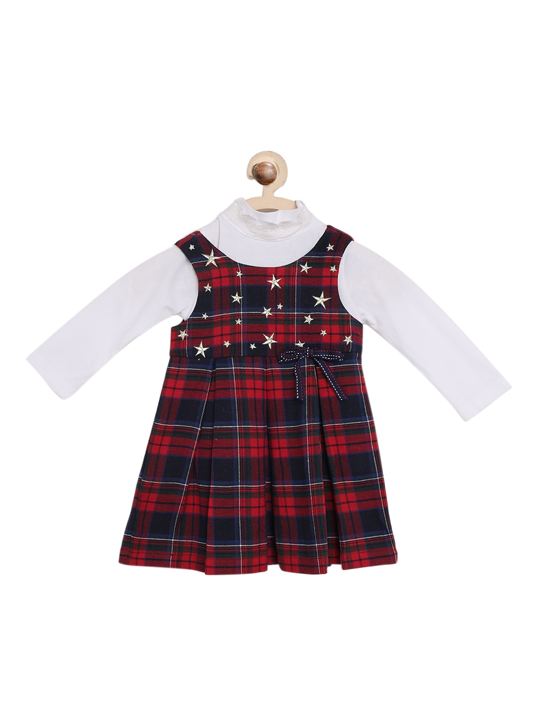 

Nauti Nati Red & Black Checked Pure Cotton Dress