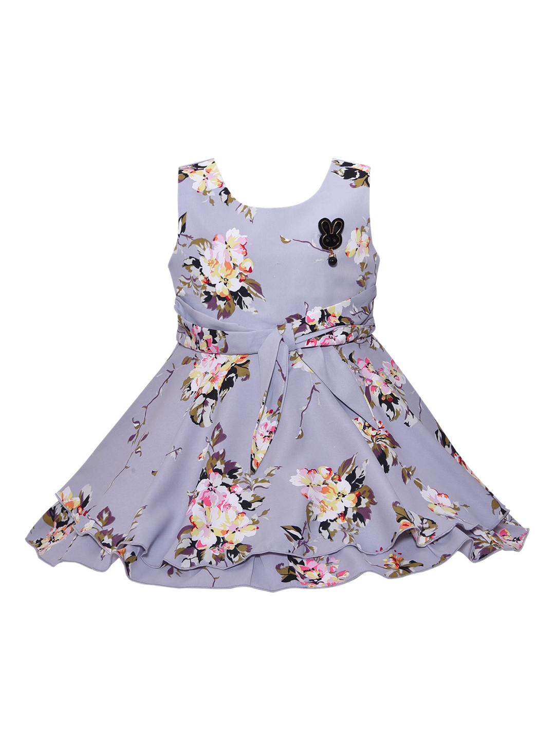 

Wish Karo Grey Floral Satin Dress