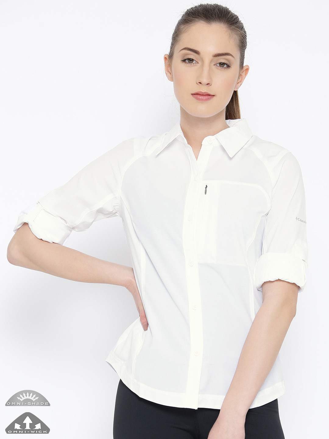 

Columbia Women White Silver Ridge Solid Hiking Shirt