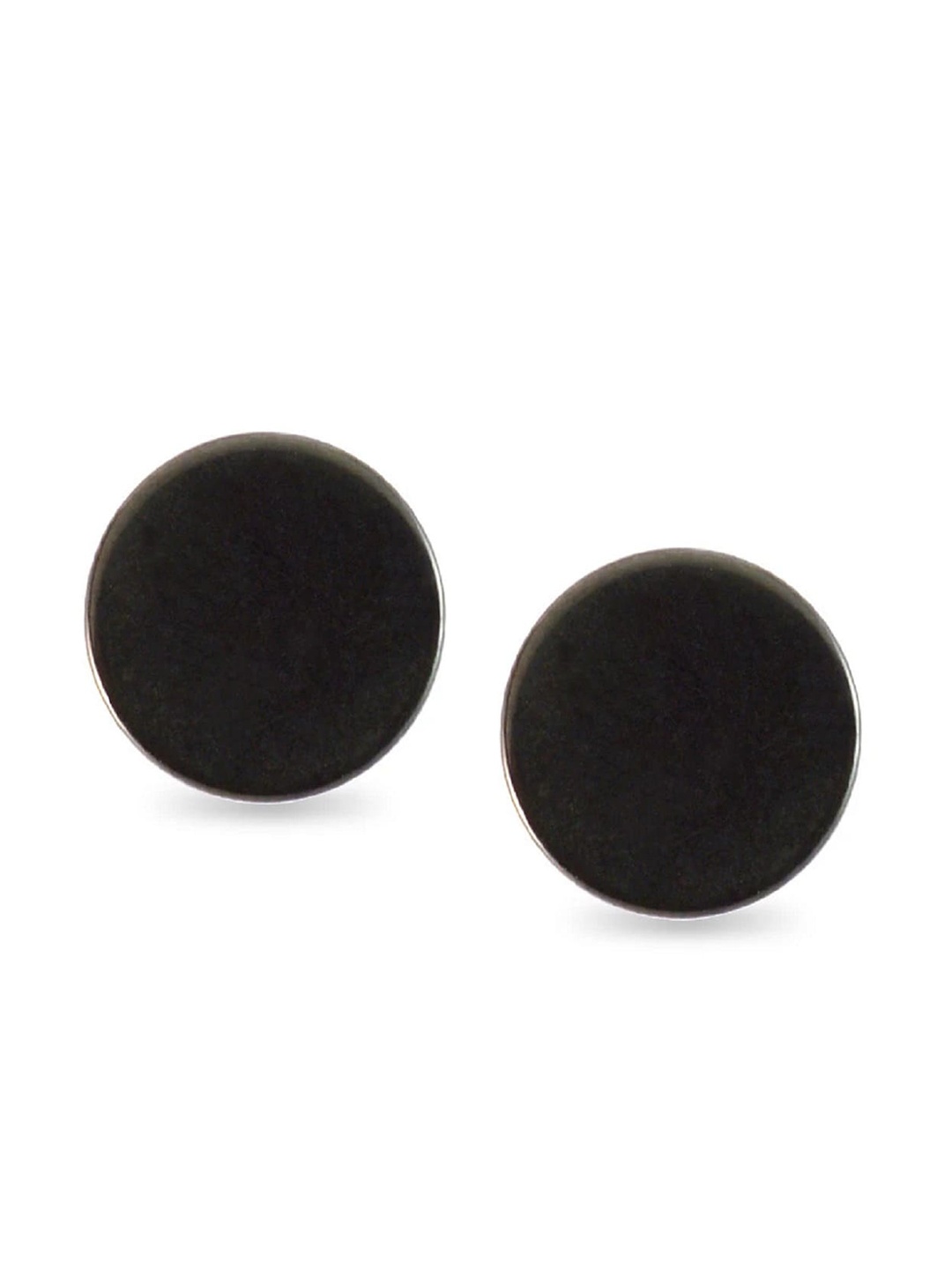 

OOMPH Black Round Matte Studs Earrings