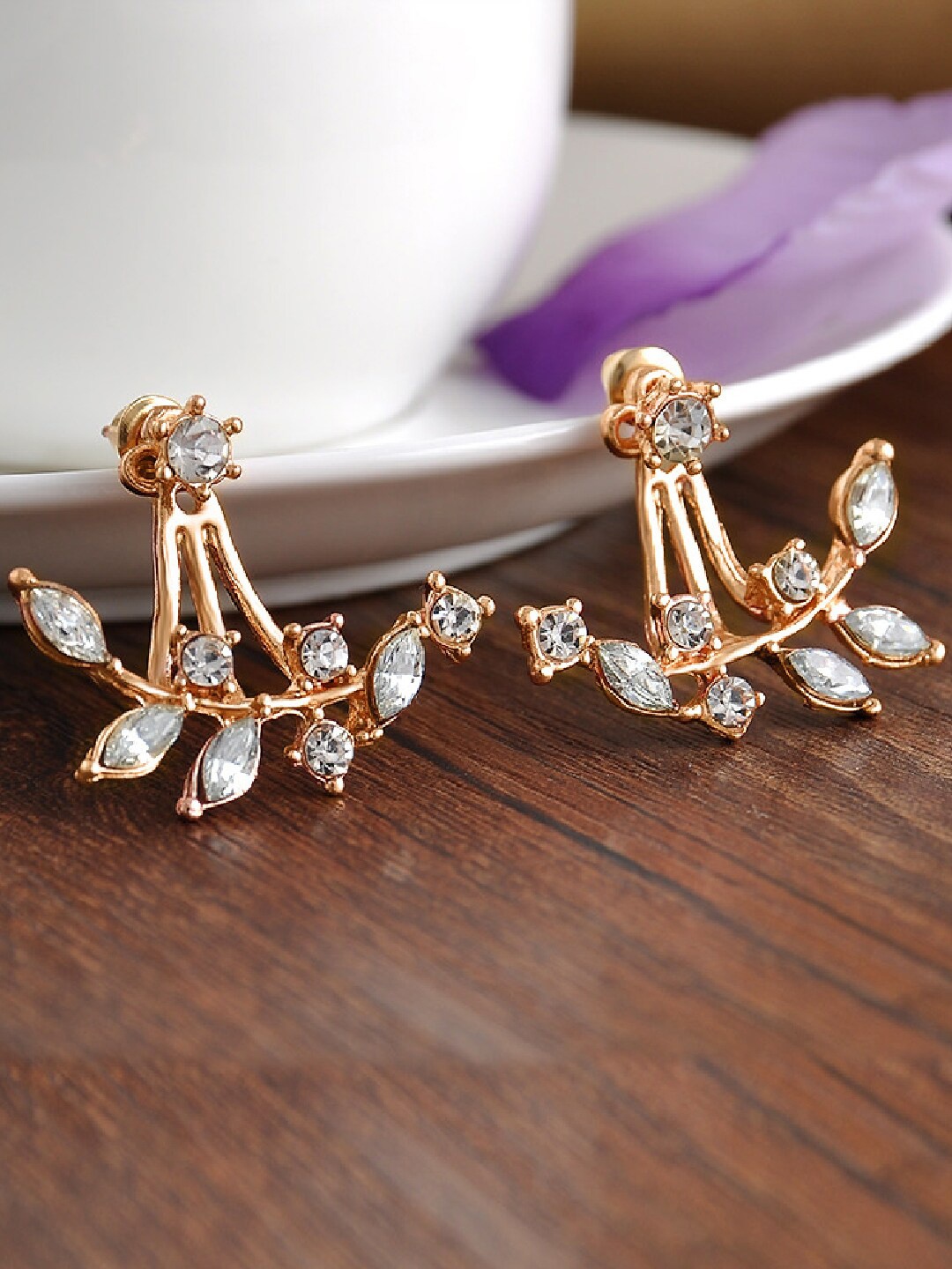 

OOMPH Gold-Toned Floral Studs Earrings