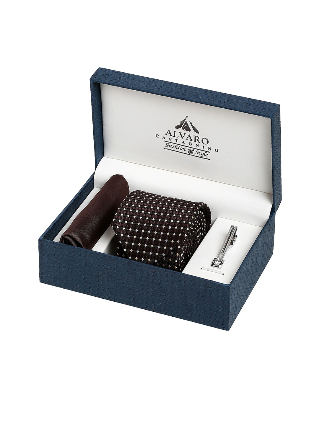 

Alvaro Castagnino Men Brown & White Printed Accessory Gift Set